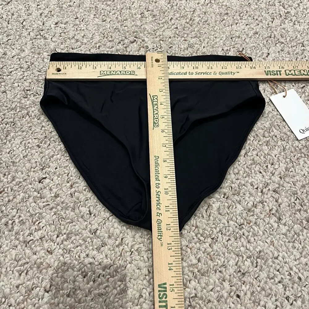 NEW Quince High Rise Bikini Bottom Black L Classic Summer Beach Casual